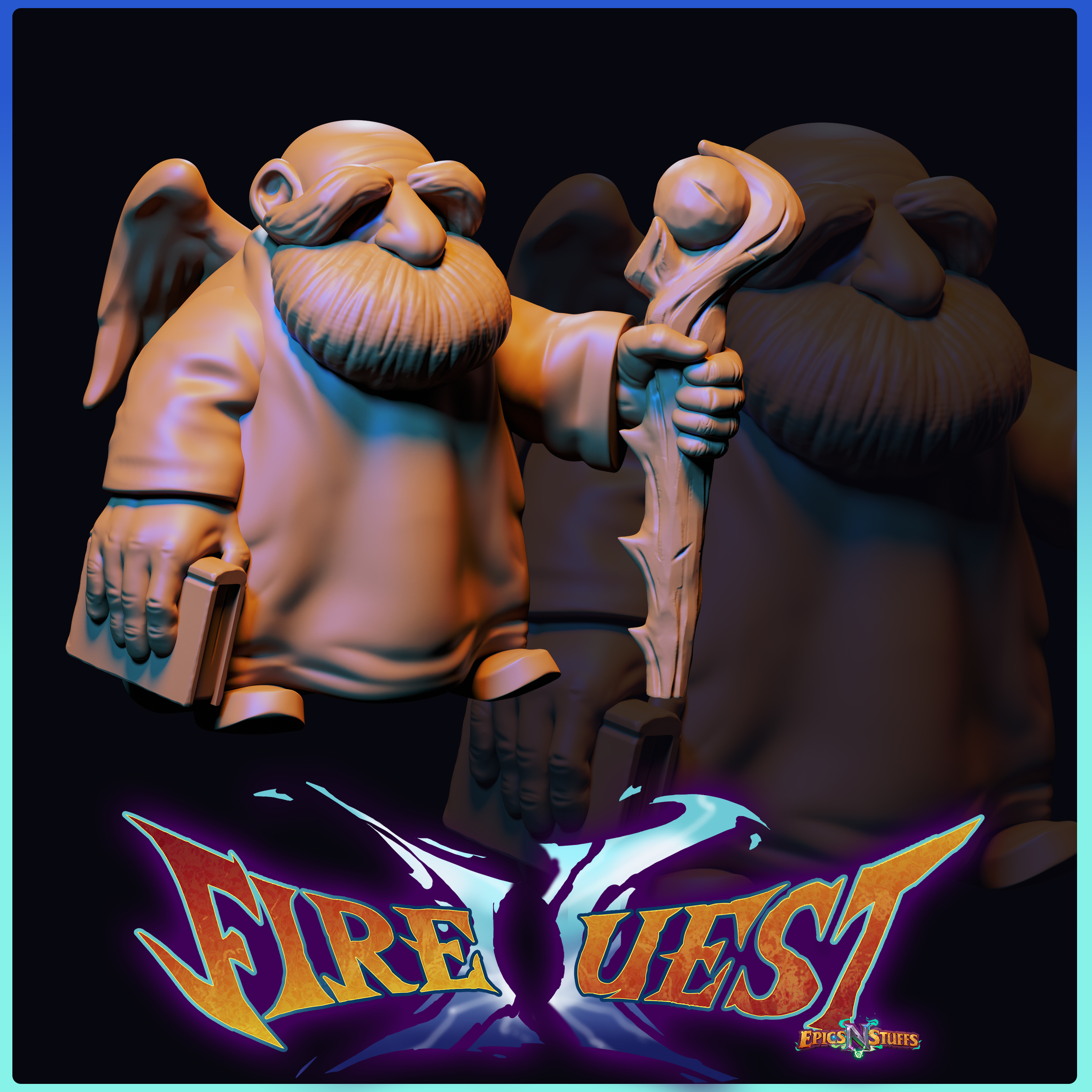 Old Man Fairy, Fire Quest II Miniature/Statue - Pre-Supported